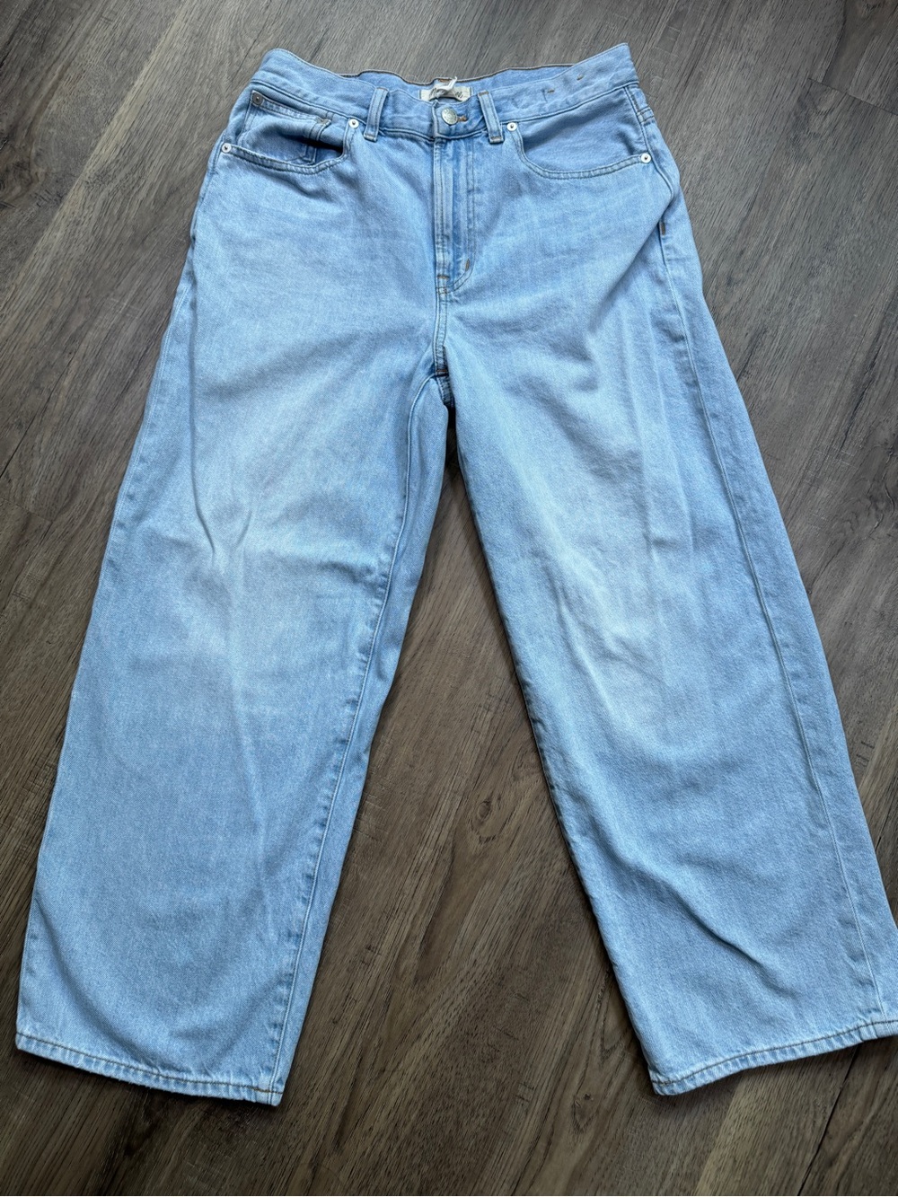 Madewell The Perfect Vintage Wide-Leg Crop Light Wash Denim Jeans - Size 28 - Picture 3 of 15